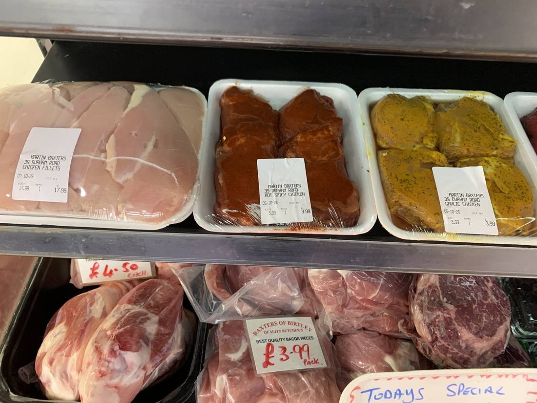Marinated meats and bacon